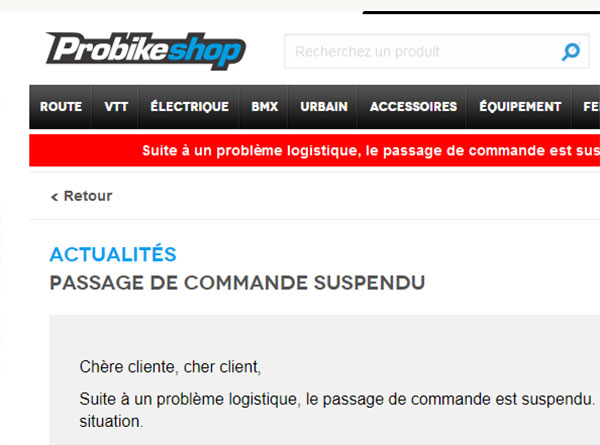 Ca sent le sapin pour Probikeshop, Wiggle, ChainReaction et d'autres