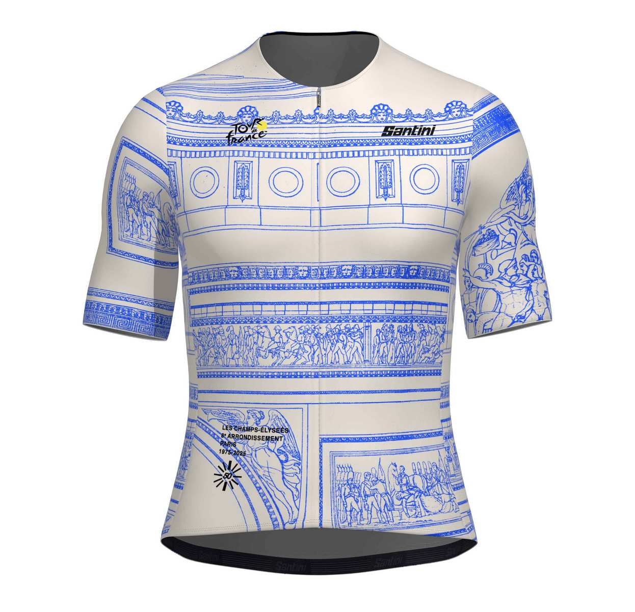 Santini SMS Maillot de cyclisme Abstract Art Col zip Homme Vintage Rétro 90's très bon état (Taille XXL) - Vêtements